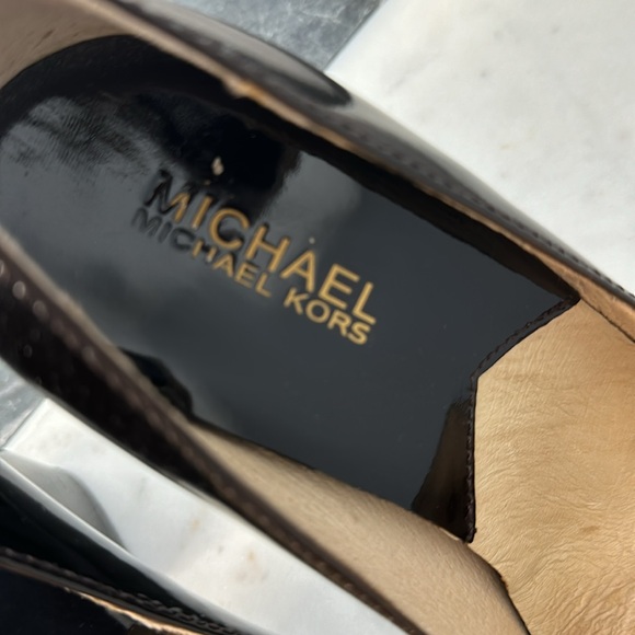 Michael Korn Lattington Chocolate Brown Patent Heeled Loafers - Picture 7 of 10